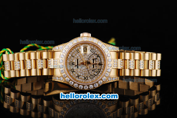 Rolex Datejust ETA 2671 Movement with Diamond Bezel and Dial Full Gold - Click Image to Close